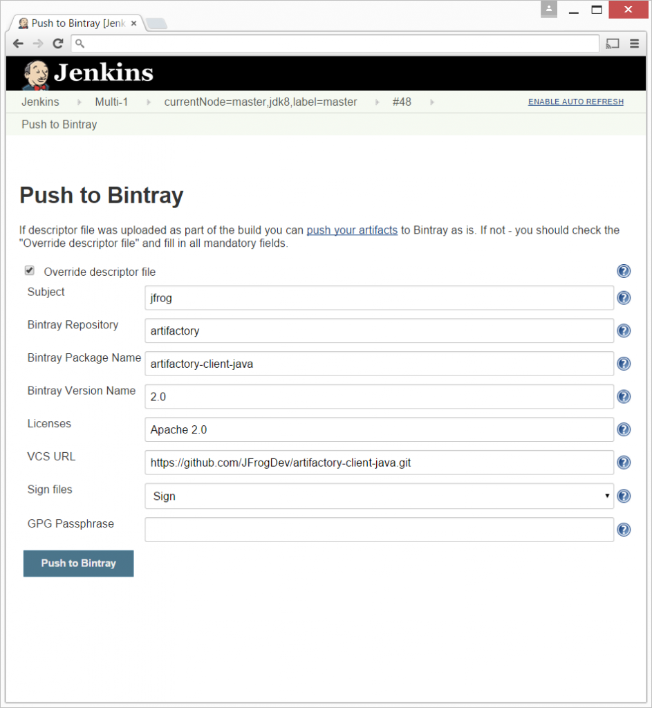 Jenkins push to Bintray